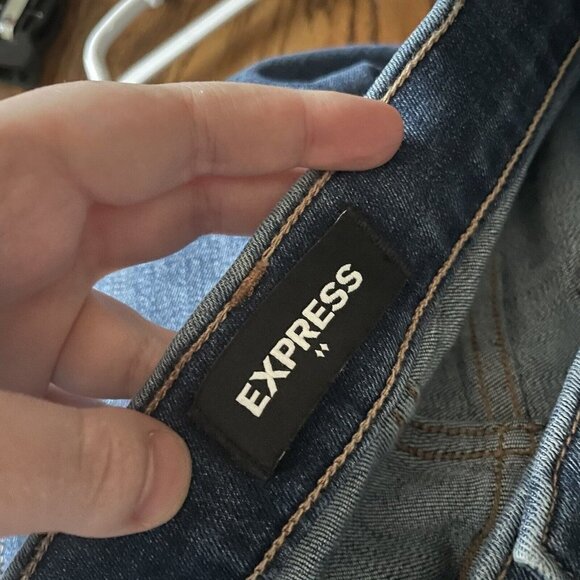 Express Women SZ 12 Blue Dark Wash Straight Leg Ankle Denim Jeans - Picture 6 of 6